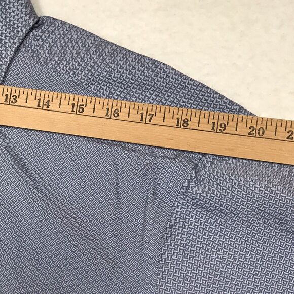 PROPER CLOTH Reda Shirt Men XL Blue Zig Zag Print 100% Merino Wool Flip Cuff - Picture 6 of 12